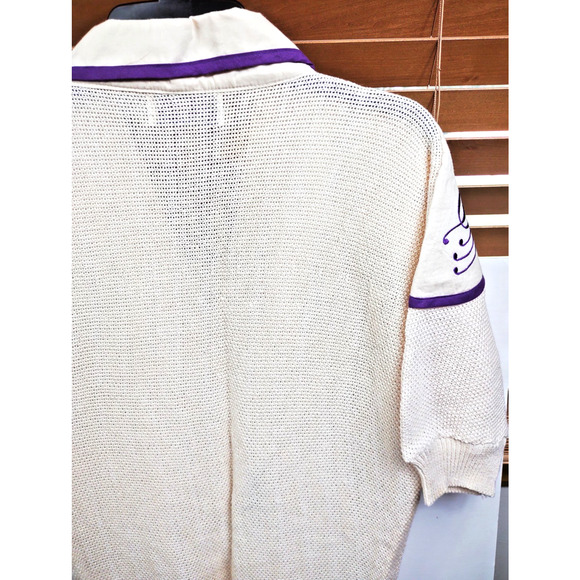 Vintage Maurada Embroidered Open Weave Crochet Coverup Sweater 80's Small Ramie - Picture 11 of 12